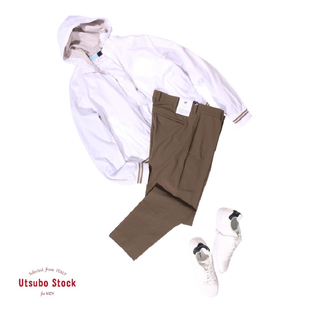 【PT TORINO】モデル「Active」のカーキパンツで作る、大人の抜け感スポーティスタイル