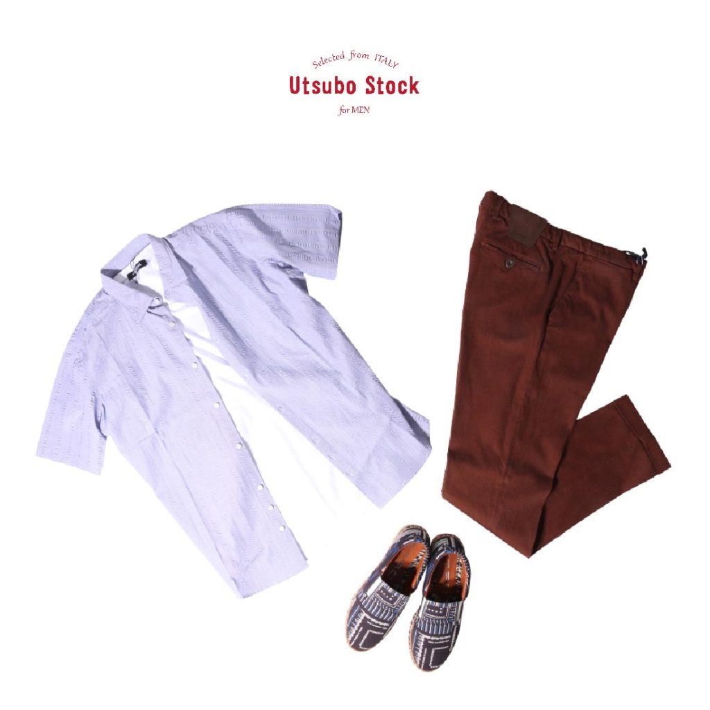 軽やかで快適な＜AGLINI＞のシアサッカーシャツ。白のTシャツにさらりと羽織れば清涼感も一段と増してこなれた印象に映してくれます。