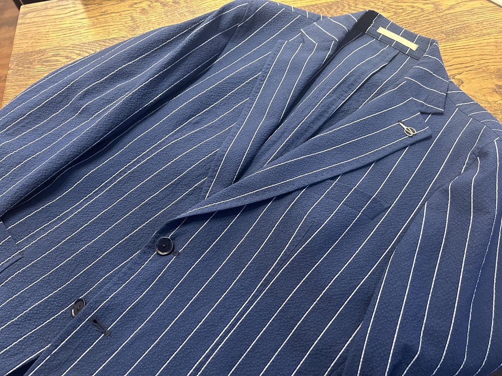 PAOLONI パオローニ ストライプジャケット ネイビー メンズ 春夏用 軽量 おしゃれ イタリア製