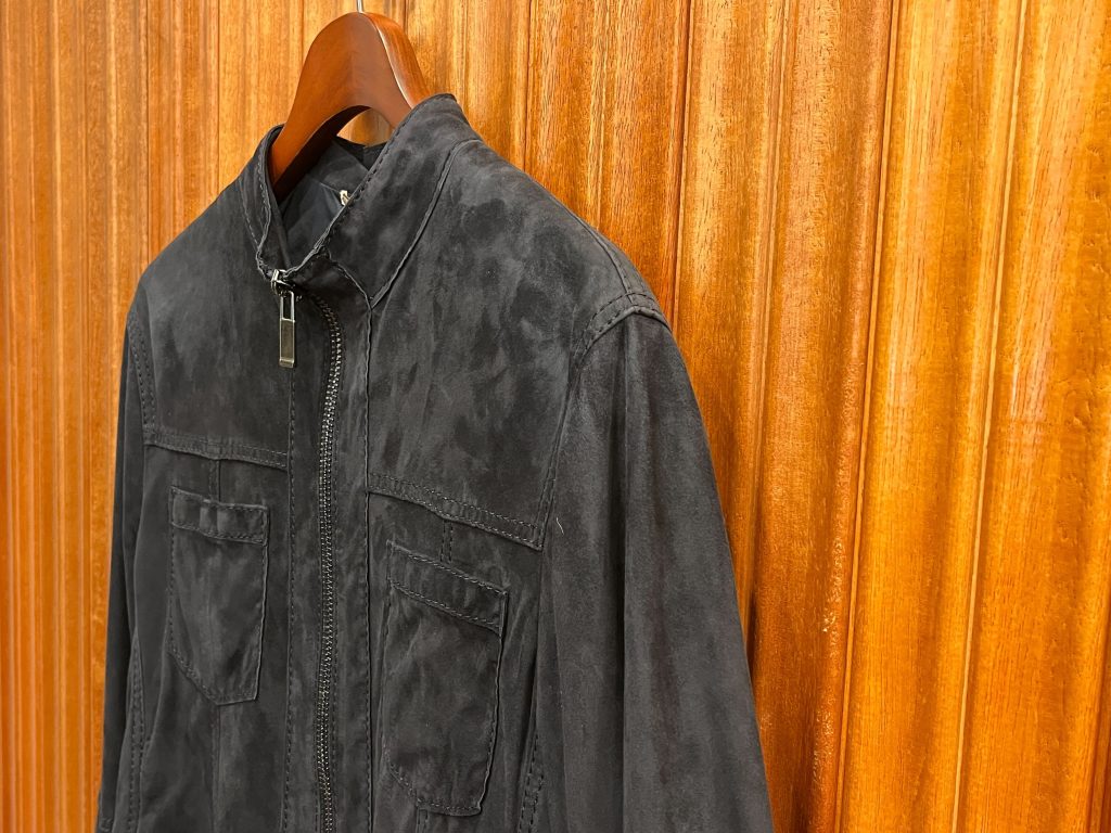 ブラック スエードブルゾン メンズ ジップアップ レザージャケット 大人カジュアル