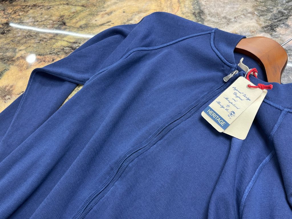 ブルー ジップニットブルゾン メンズ 春ニット ライトアウター