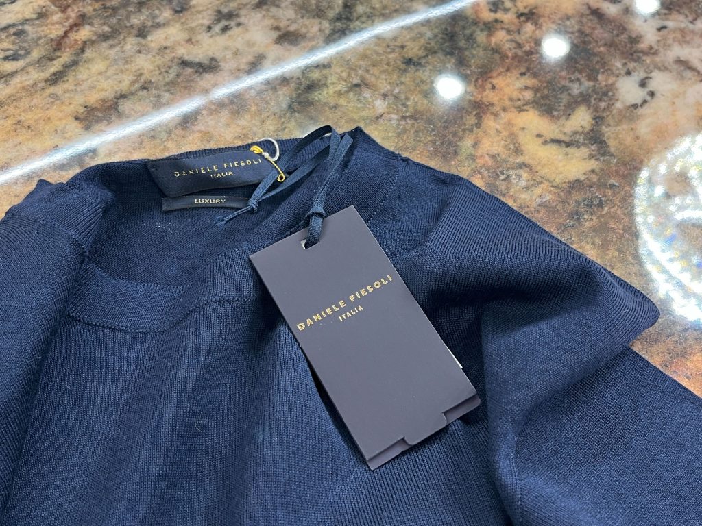 DANIELE FIESOLI ネイビー クルーネックニット メンズ サマーニット イタリア製