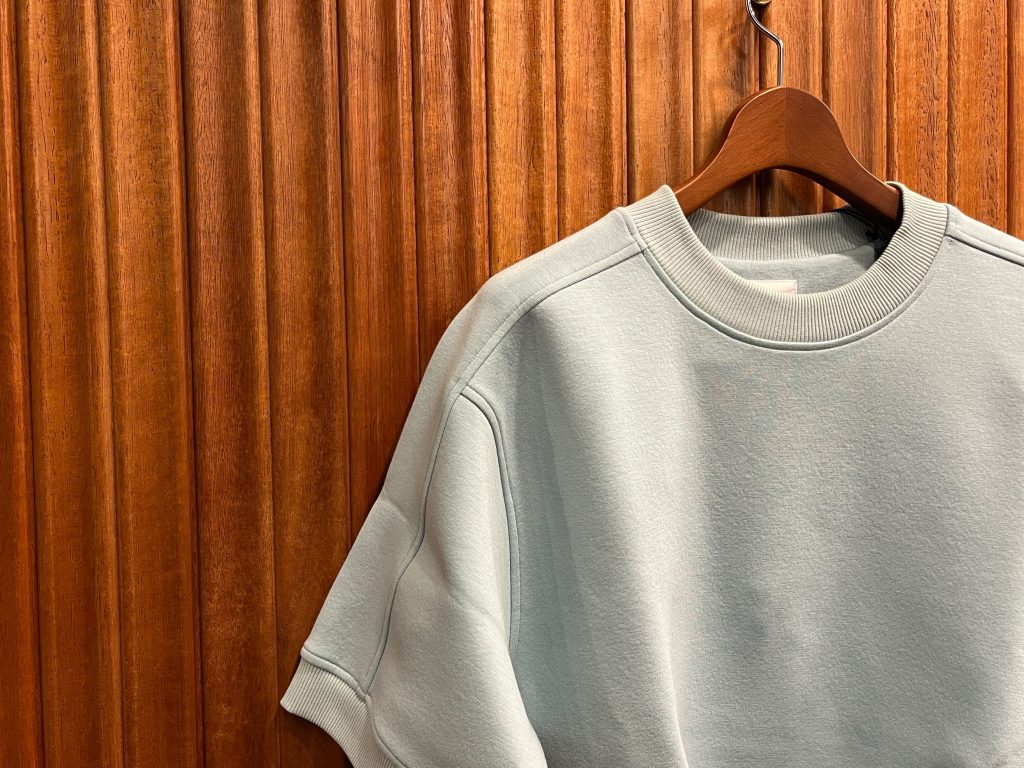 ライトブルー 半袖スウェット メンズ クルーネック サマースウェット カジュアル